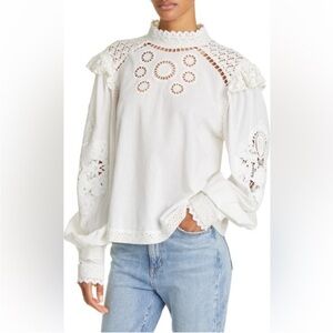 FARM RIO Crochet Lace Embroidered Blouse- M